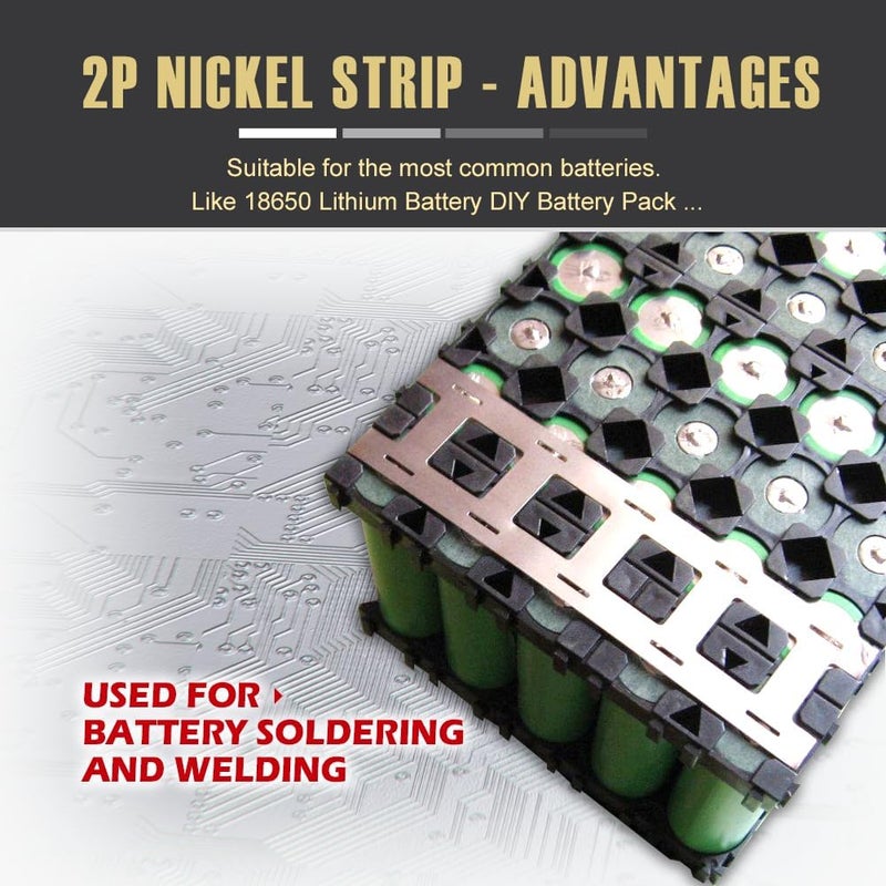 MatchWhiz 2P Nickel Strip 0.15x27mm (16.4ft/roll) Spacing 20.2mm for 18650 Soldering, Li-Po Battery, NiMh and NiCd Battery Pack Battery and Spot Welding 18650 Battery Pack DIY - Image 3